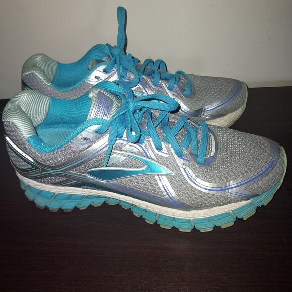 Brooks Womens Running Sneakers 10B Adrenaline GTS Lace Up Breathable Mesh Silver - Picture 4 of 16